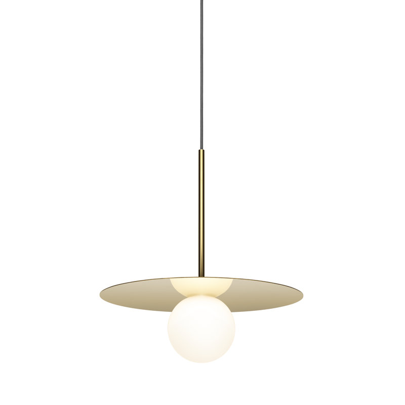 Luminaire suspendu à disque Bola, Laiton, H 13 po x l 12 po x P 12 po