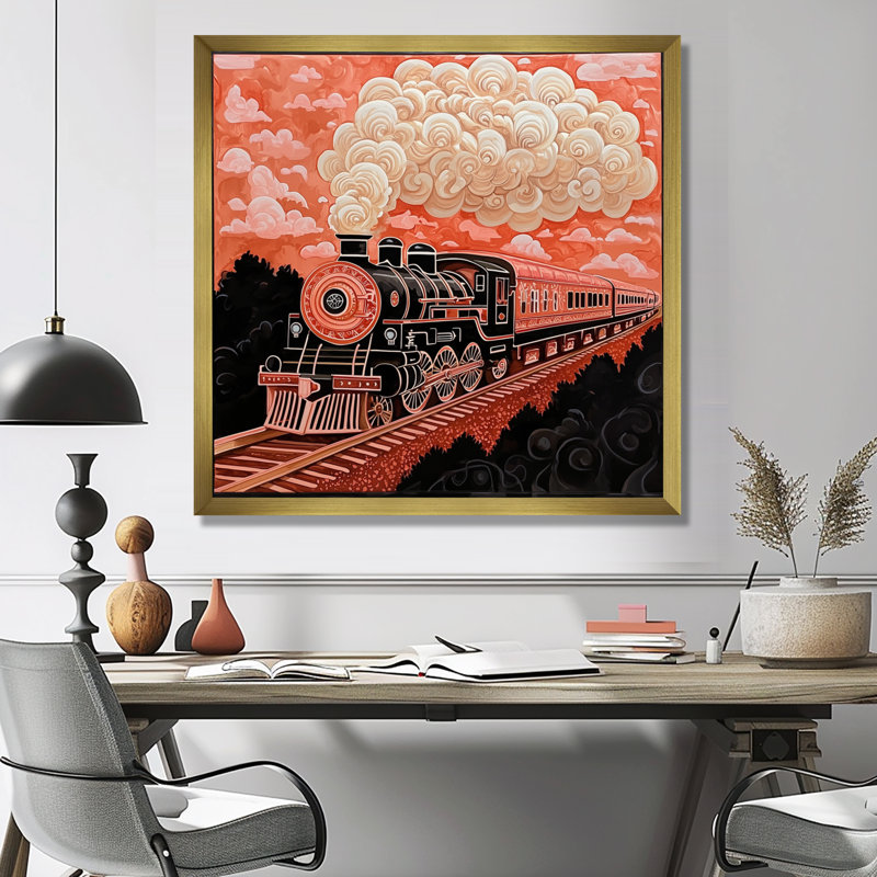 Impression sur toile Train Majestic, Reproduction encadrée, H 30 po x l 30 po, Doré