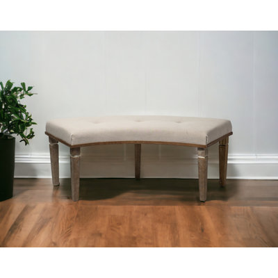 Banc rembourré en polyester beige et brun de 20 po Hopson