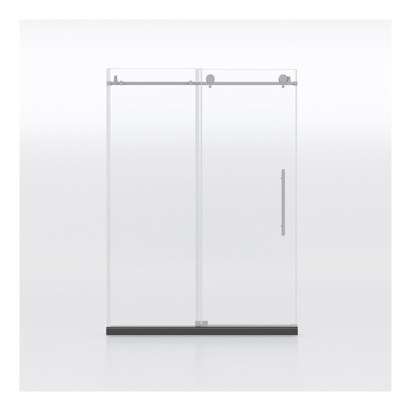 Portes de douche sans cadre de 60 po de largeur x 76 po de hauteur avec verre trempé transparent de 5/16 po (8 mm), finition nickel brossé