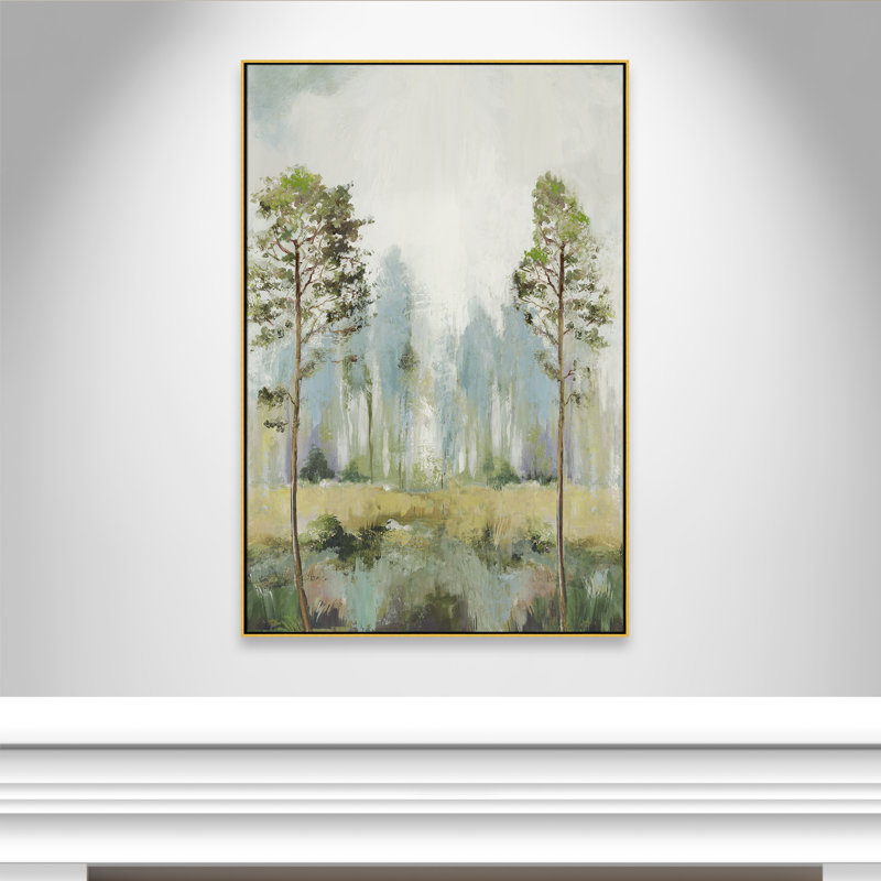 Tall Green Trees II by Allison Pearce, 61.5" H x 41.5" W, Gold