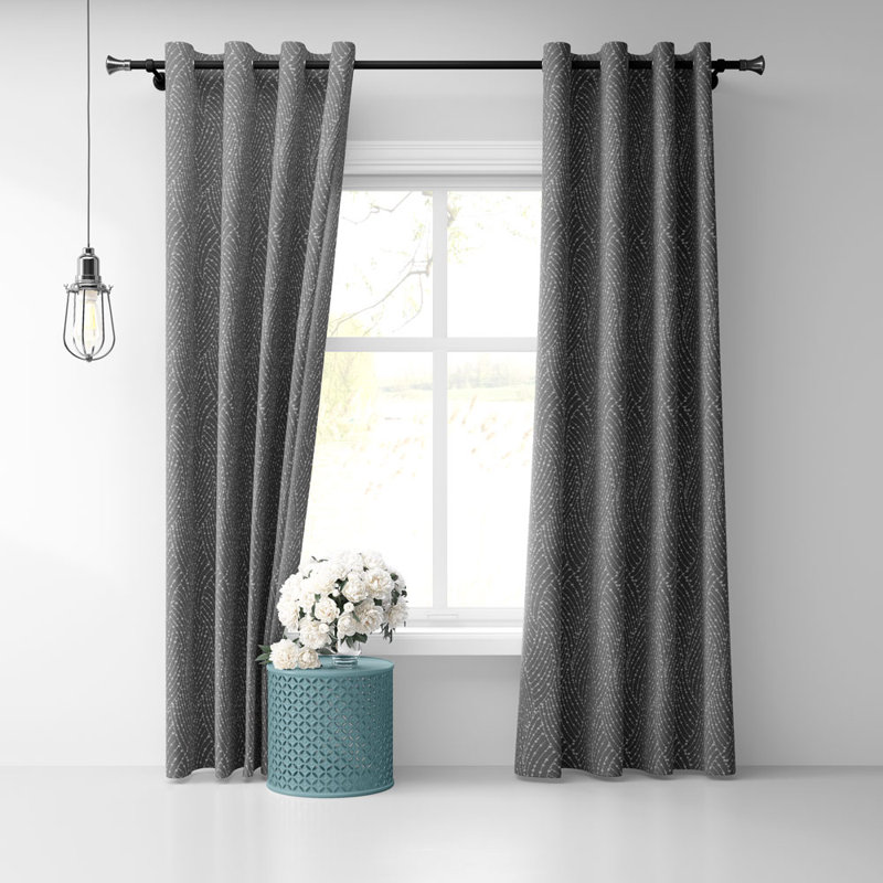 Panneau de rideau semi-transparent avec œillets B37, Gris / blanc, l 50 po x L 84 po