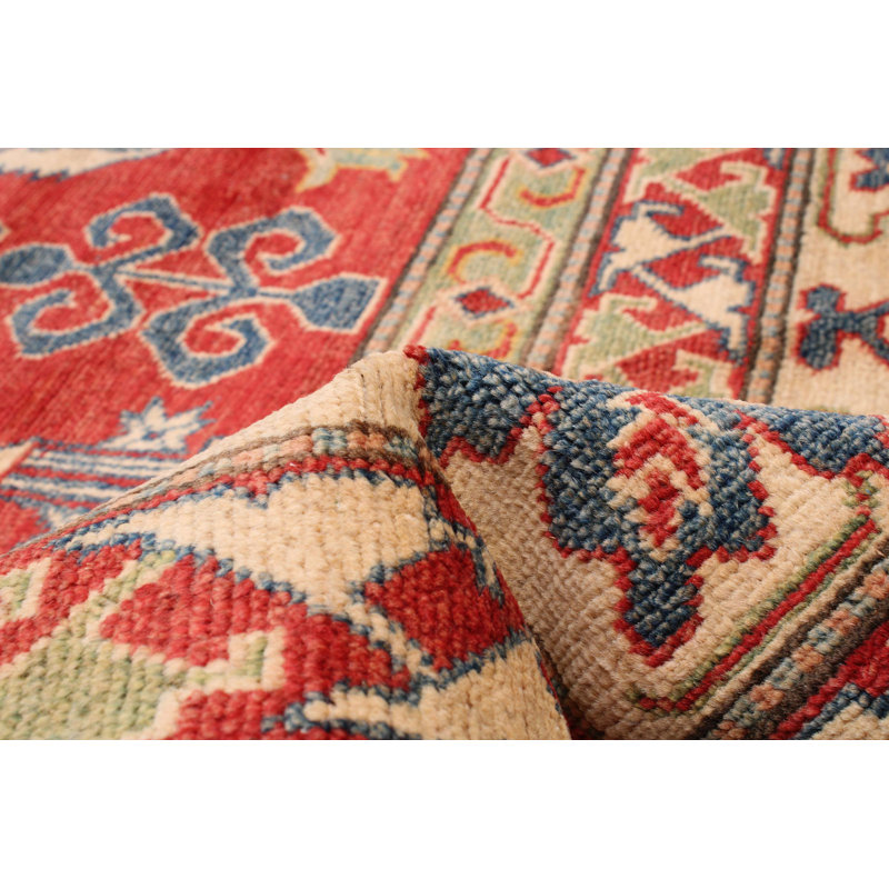 Tapis rouge / brun clair / crème en laine noué à la main de conception unique 8 pi 4 po x 12 pi 1 po New Age Tysen