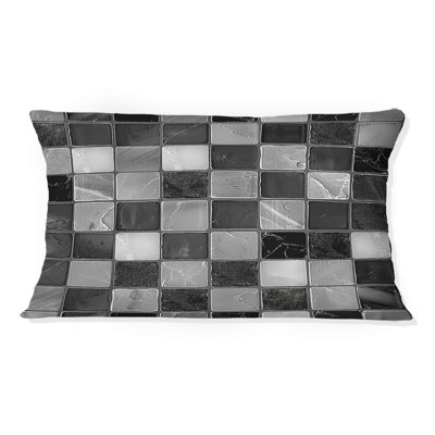 Carreaux de mosaïque gris Mid-Century I - coussin lombaire Mid-Century