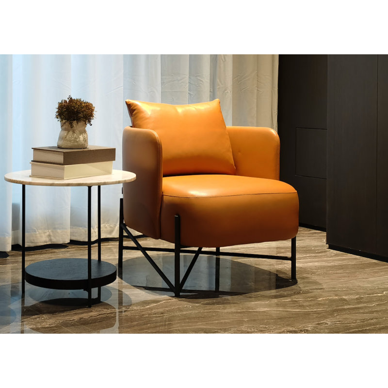 Fauteuil Laurent, Cuir véritable brun clair