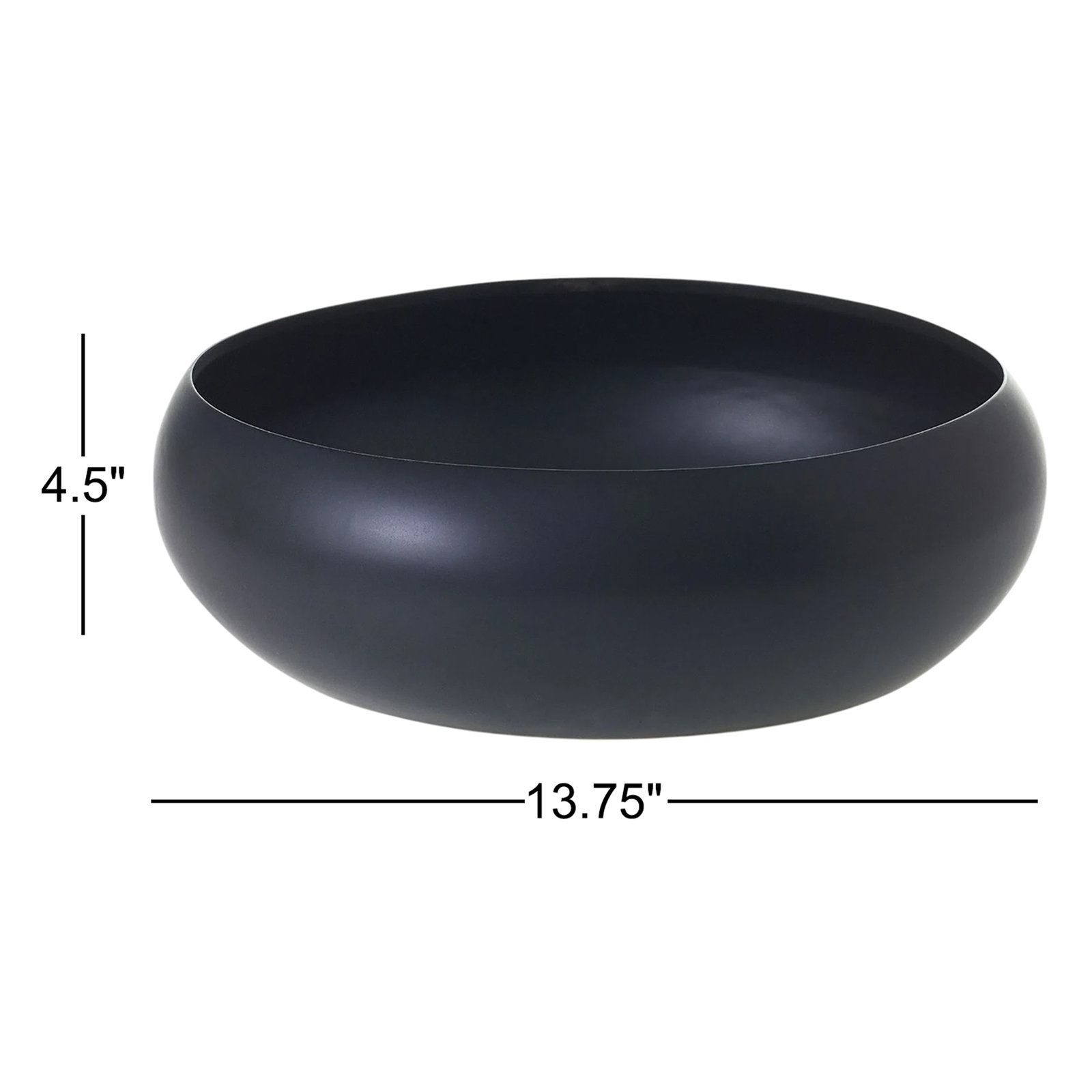 Elyse Handmade Ceramic Decorative Bowl 1, Black, 4.5" H x 13.75" W x 13.75" D
