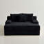Méridienne surdimensionnée en flanelle 65,35 po pour salon avec 2 coussins de dossier et 1 coussin décoratif, rembourrage en mousse pure, aucun assemblage requis, noir-117969493