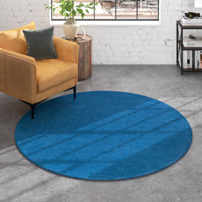 Tapis bleu foncé en laine fait à la main Crowe