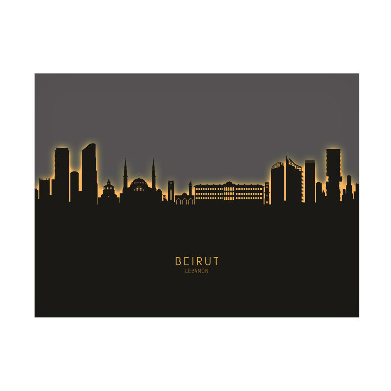Michael Tompsett, «Beyrouth Lebanon Skyline Glow II», art sur toile, H 24 po x l 32 po x P 2 po