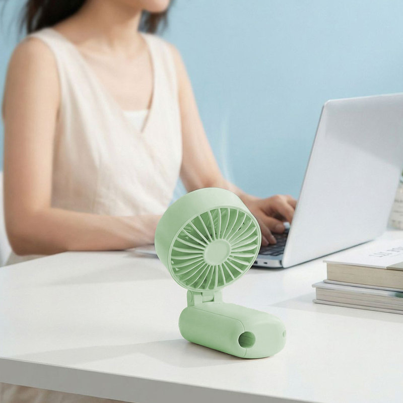 Ventilateur portatif et pliable multifonctionnel à pince pour parasol kabndieu, Green