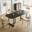 Table de salle à manger en acier au carbone avec surface en pierre noire Lauren - supporte jusqu'à 74 kg-257769553