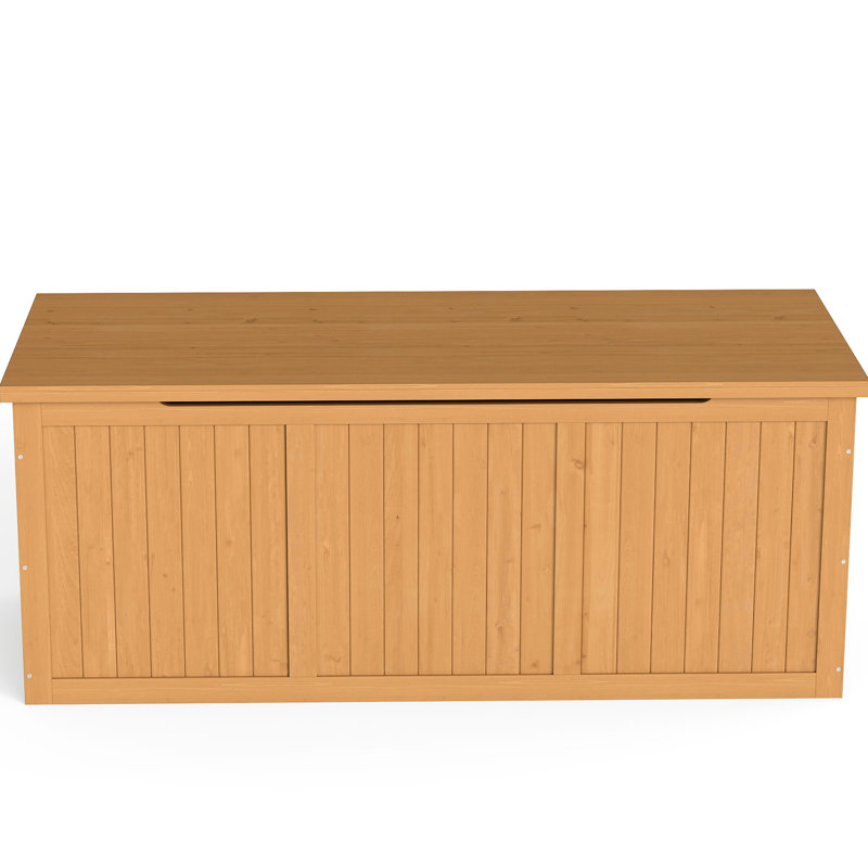112 Gallon Solid Wood Deck Storage Box As Seat And Table For Pool Items Outdoor Accessories - Weather Easy To Use Design Feature Serving