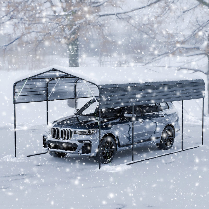 Metal Carport 11X19 FT Heavy Duty With Galvanized Steel Roof  Frame, 110.2" H x 229.5" W x 131.1" D, DARK GREY