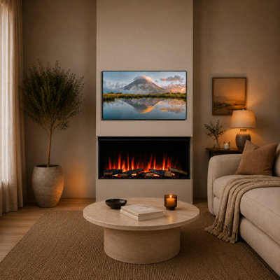 FLAMME 3 Sided Media Wall Electric Fire, Knighton Black