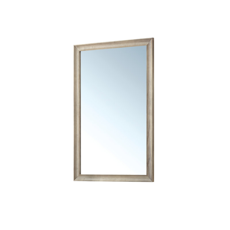 Glenbrooke Solid Wood Wall Mirror, 40" x 26", Whitewashed Oak