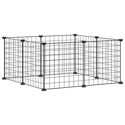 Cage pour animaux vidaXL extensible en acier thermolaqué noir