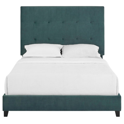 Contemporary Velvet Queen Bed Frame - Bedroom Grace Upholstered Transitional