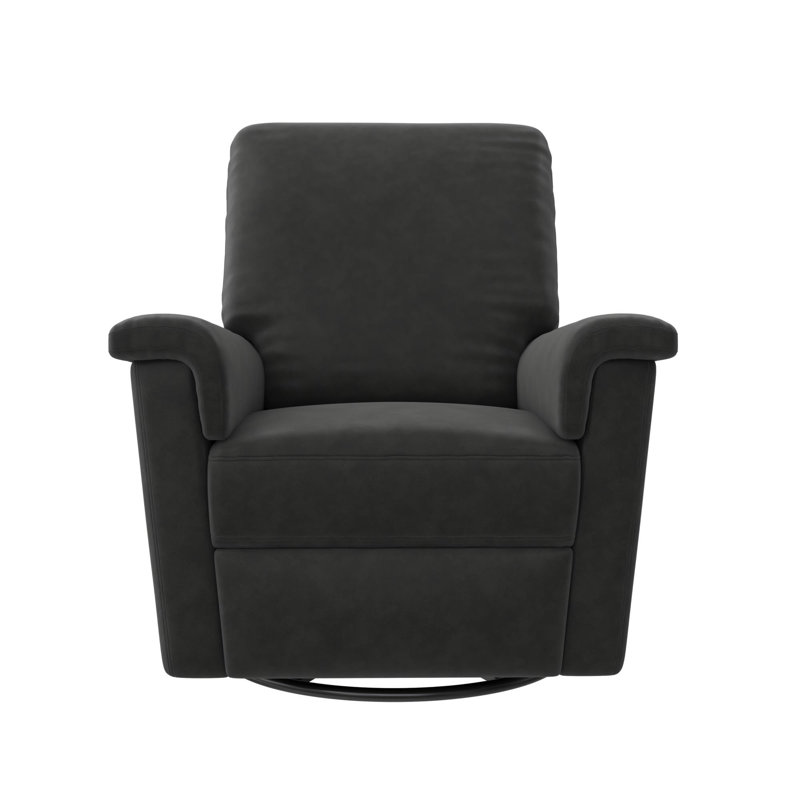 Diljan Upholstered Swivel Reclining Glider, Distressed Charcoal Microfiber 