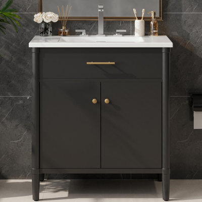 Bathroom Vanity with Sink, Soft Close Doors and Adjustable Shelf