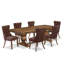 L'ensemble de salle à manger 7 pièces contient une table de cuisine rectangulaire et 6 chaises modernes en polyester bourgogne, noyer antique-240175408-244234233