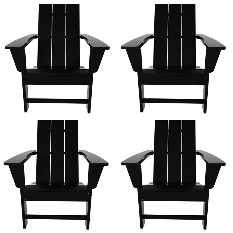 Joubert Foldable Outdoor Adirondack Set, Black