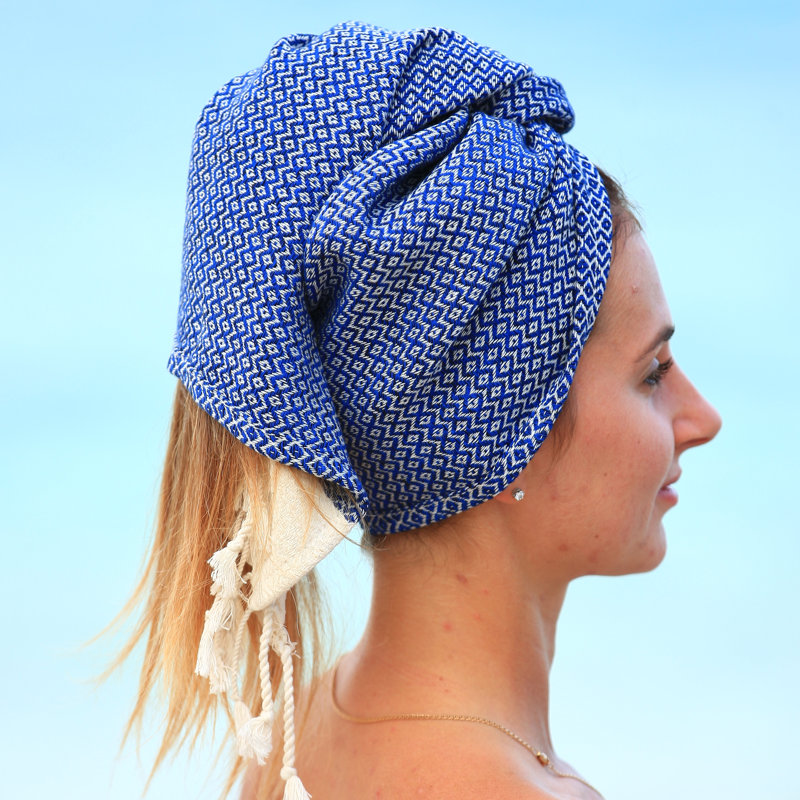 Débarbouillette peshtemal Severina, Bleu royal
