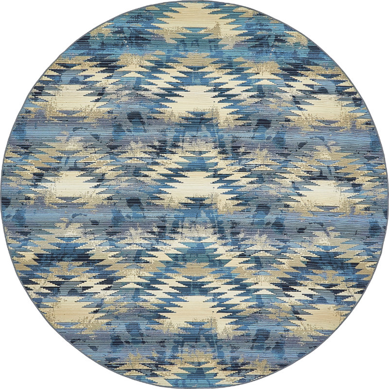 Tapis intérieur / extérieur bleu Tomlinson, Rond 8 pi