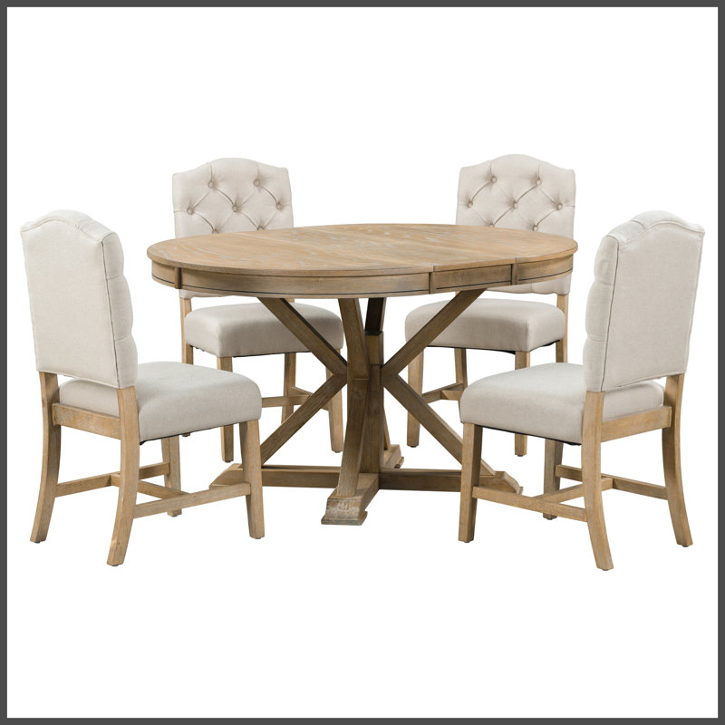 Ensemble de table de salle à manger avec table extensible et 4 chaises rembourrées pour salle à manger et salon