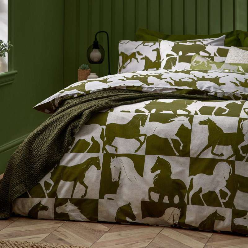 Herve Duvet Cover Set with Pillowcases Included, Super King Duvet Cover + 2 Standard Pillowcase, Green