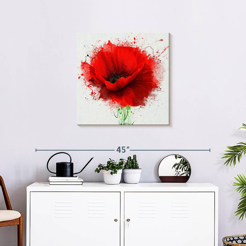 Harnek Red Poppy Splash, 24" H x 24" W