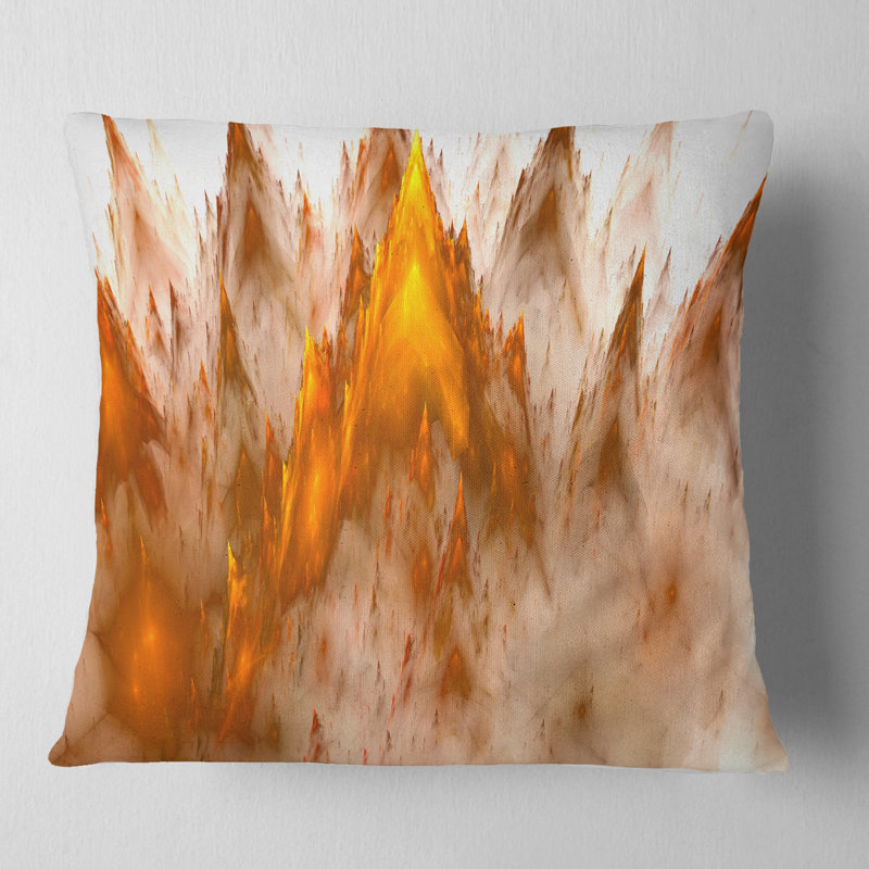 Fractal Crystals Design - Coussin imprimé abstrait, 16 po x 1 po, Coussin décoratif, Brun