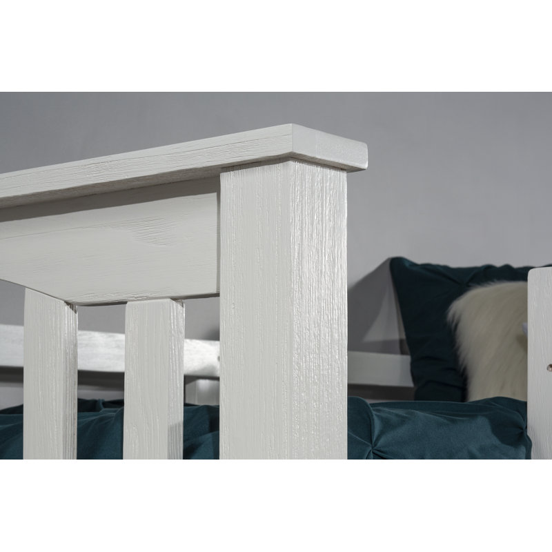 Lit superposé standard en bois massif Mateo, Simple au dessus de simple, Blanc