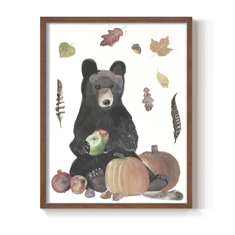 «CuteAutumnForestI», reproduction encadrée - bois massif, H 21 po x l 17 po, Noyer