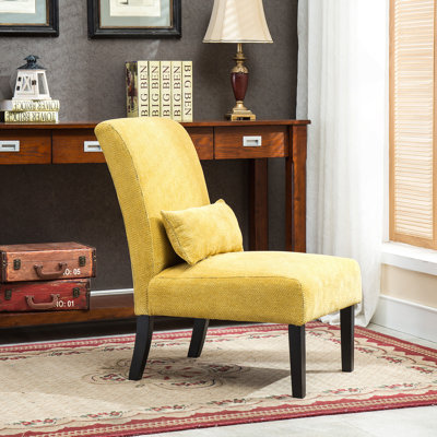 Élégant fauteuil d'appoint sans accoudoirs en tissu de chenille avec coussin, parfait pour les espaces contemporains et un confort accru
