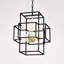 4- Lanterne en métal - noir mat et or, luminaire suspendu de style américain pour le salon, la chambre à coucher, le vestibule, plafond industriel à hauteur réglable dans une lanterne dorée, couloir, escalier-1586614515
