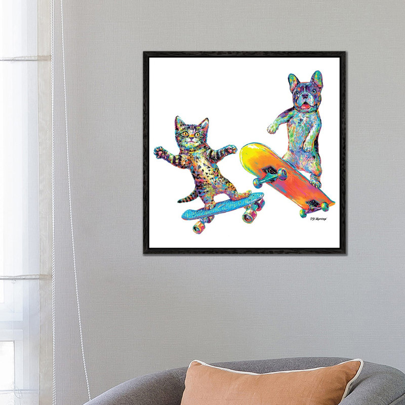 Couple Skateboards by P.D. Moreno - Print on Canvas, Black Framed, 66.04 cm H x 66.04 cm W