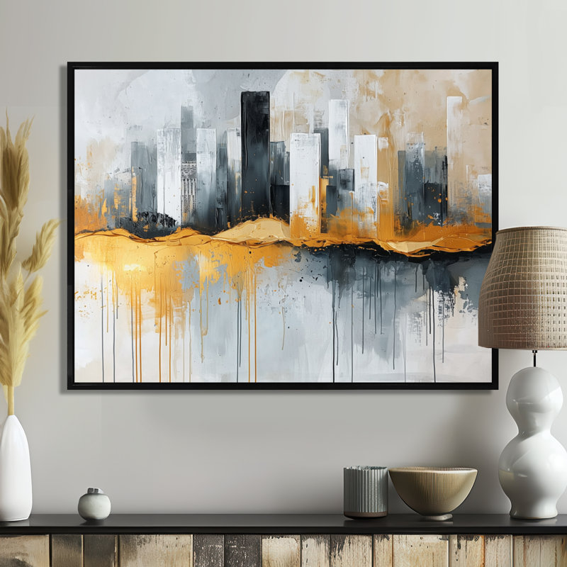 Letendre - Cityscapes Wall Art, H 12 po x l 20 po, Cadre flottant, Noir, noir, noir, noir