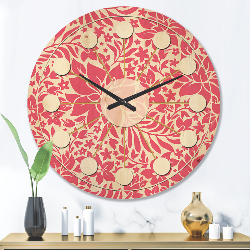 Horloge murale en bois Abstract Flower Design II, Très grand