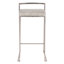 Tabouret de bar contemporain empilable avec coussin en tissu Cowboy gris clair et structure en acier inoxydable - ensemble de 2
