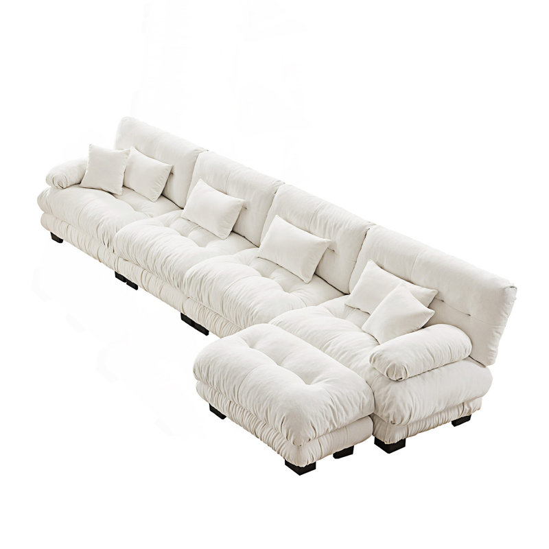 Canapé modulaire à combinaison libre, canapé en L, Chenille blanche