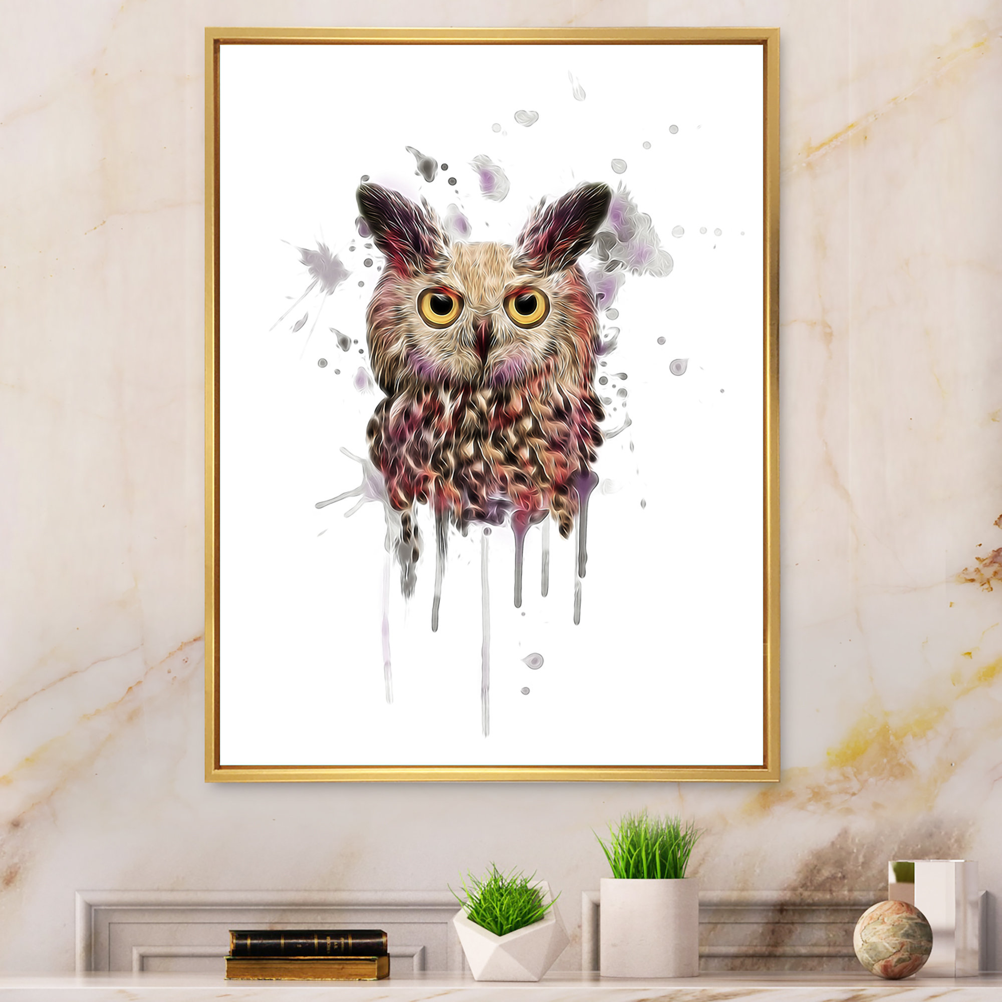 Millwood Pines Cartoon Owl Portrait - Floater Frame Print on Canvas ...