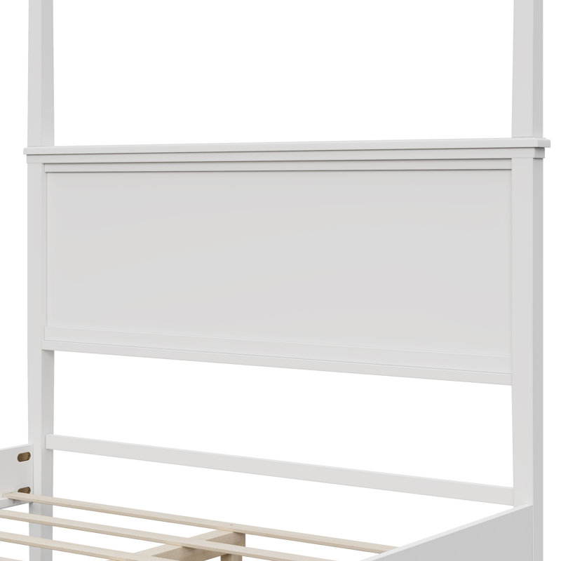 Cadre de lit plateforme en bois à baldaquin de style moderne du milieu du siècle avec tête de lit, Queen