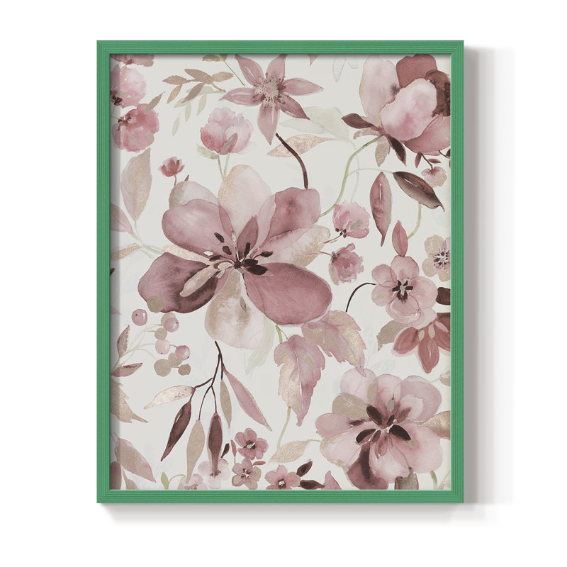 «Shimmering Blush I», reproduction encadrée - bois massif, Vert, H 21 po x l 17 po