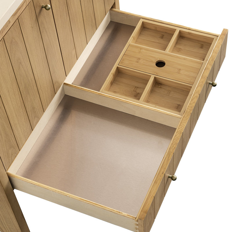 Hudson 36'' W Single Vanity, White Zeus, 8" Widespread, Light Natural Oak