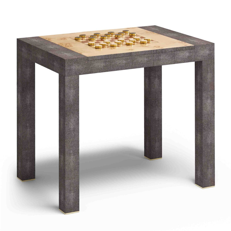 Shagreen Game Table with Dice, Chocolate