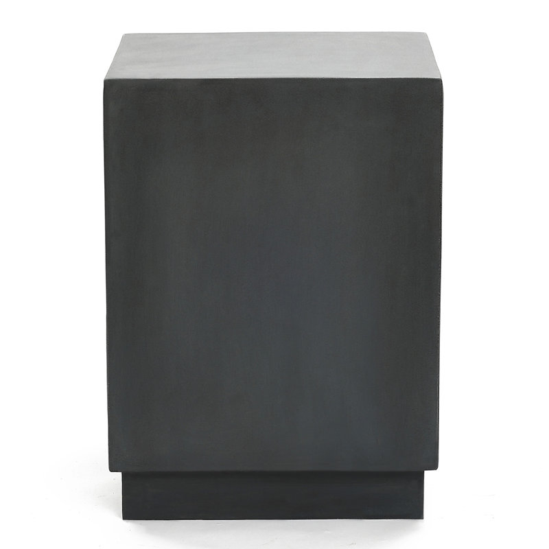 Novato 18" H Cement Square Patio Table, Black Outdoor Side Table