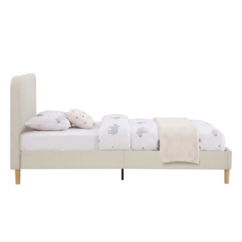 Lit simple tapissier Wave, Cream Linen