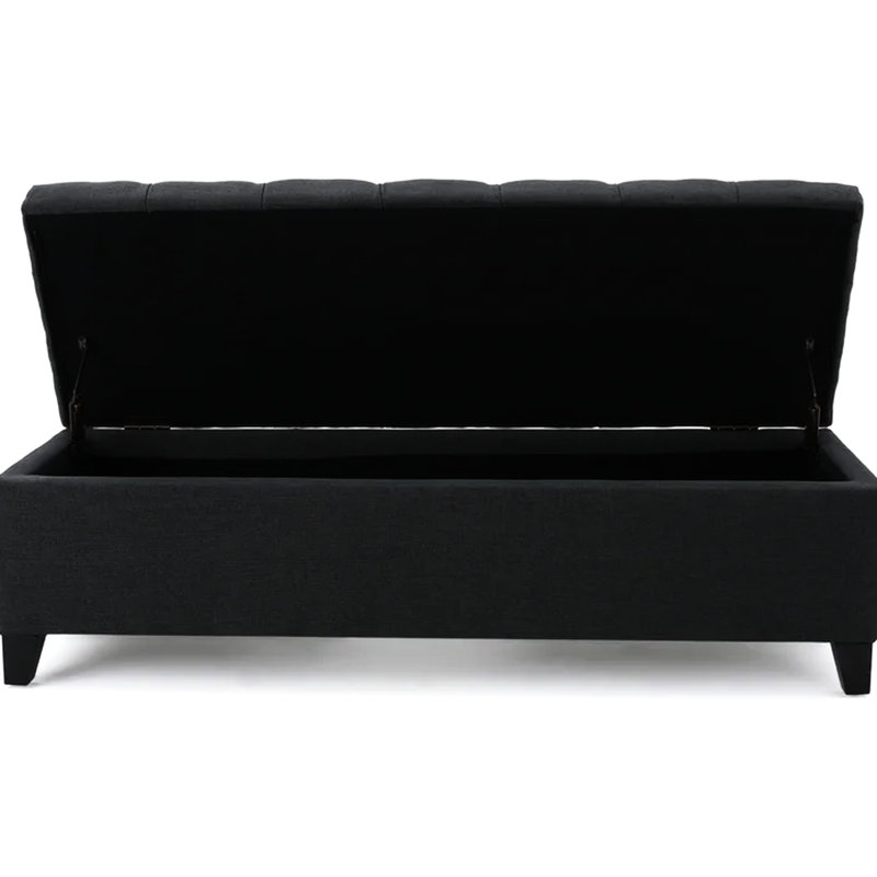Gris foncé contemporain avec texture de boutons et coutures en losanges, l 50,94 po x P 17,68 po, H 16,63 po, bois de bouleau et tissu gris, largeur, profondeur, hauteur, capitonnage