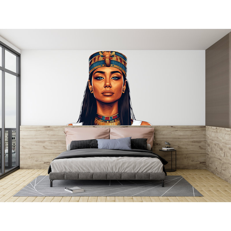 Egyptian Queen Wall Decal, Cleopatra Wall Sticker, Ancient Egypt Wall Art, Bedroom Decor, Goddess Portrait Mural, 142Gm