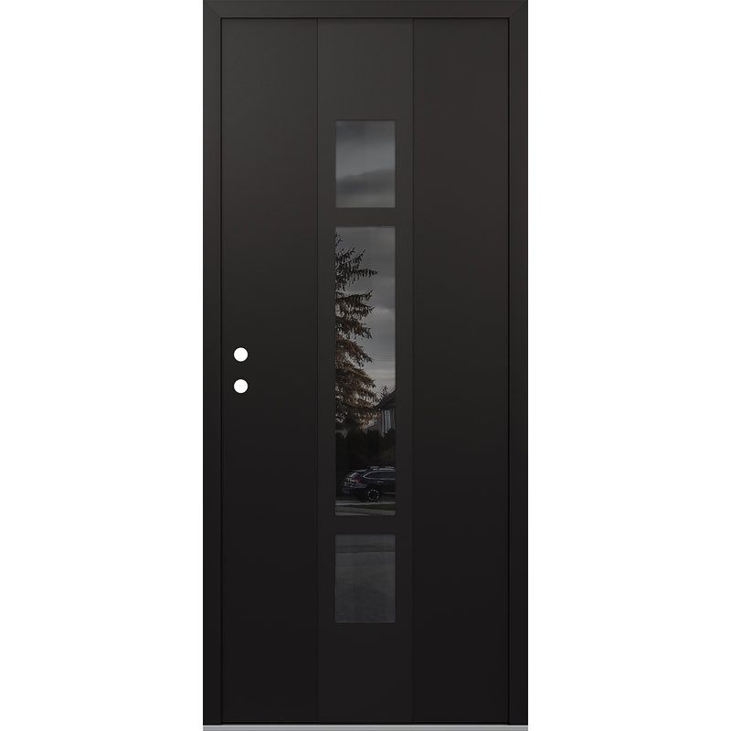 Porte d'entrée pré-suspendue Diamond A9, Droite / vers l'intérieur, Noir / noir / miroir